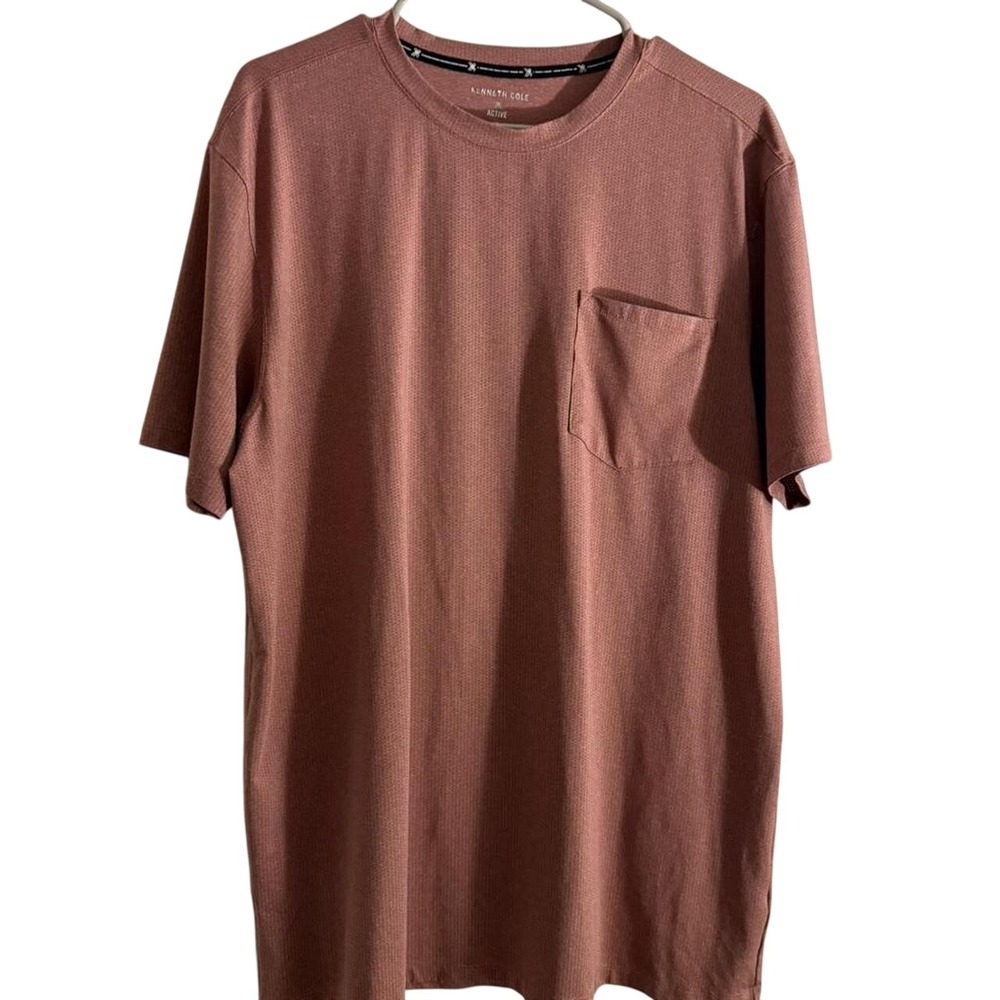 Kenneth Cole Active Mauve Pink Mesh Pocket Tee Athletic Men XL